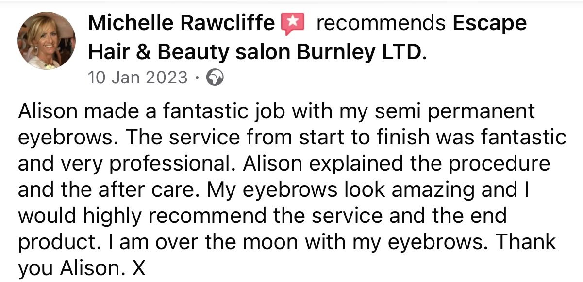 Facebook recommendation from Michelle Rawcliffe, 10 January 2023
