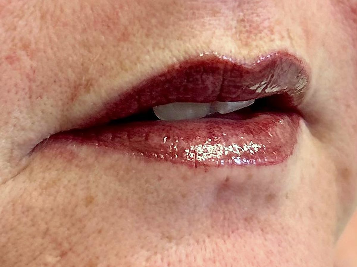 Lip blush by Alison Burns, straight after treatment